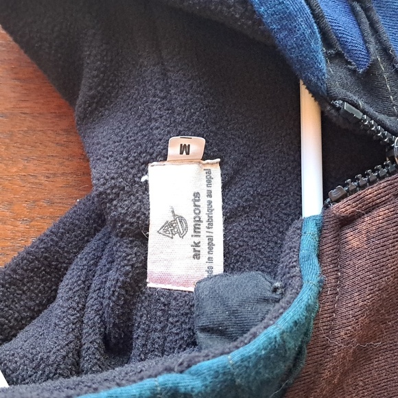 Ark Imports size Med heavy fleece lined multi color patchwork boho jacket - Picture 2 of 7